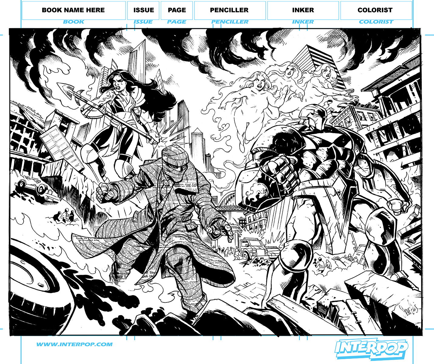 The Nine #0 page 1 inks